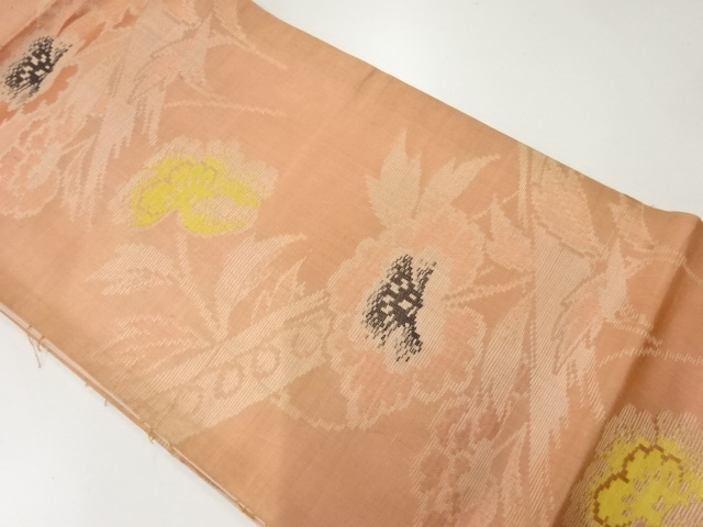 アンティーク　花模様織出し昼夜帯（材料）